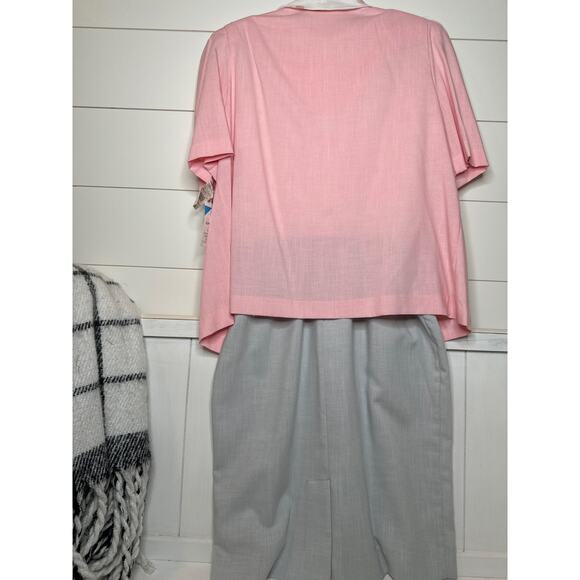 LORAC ORIGINAL Vintage 2 PC Dress/Suit NWT! SZ 16 Pink, Grey, White Linen Like! - Picture 3 of 4